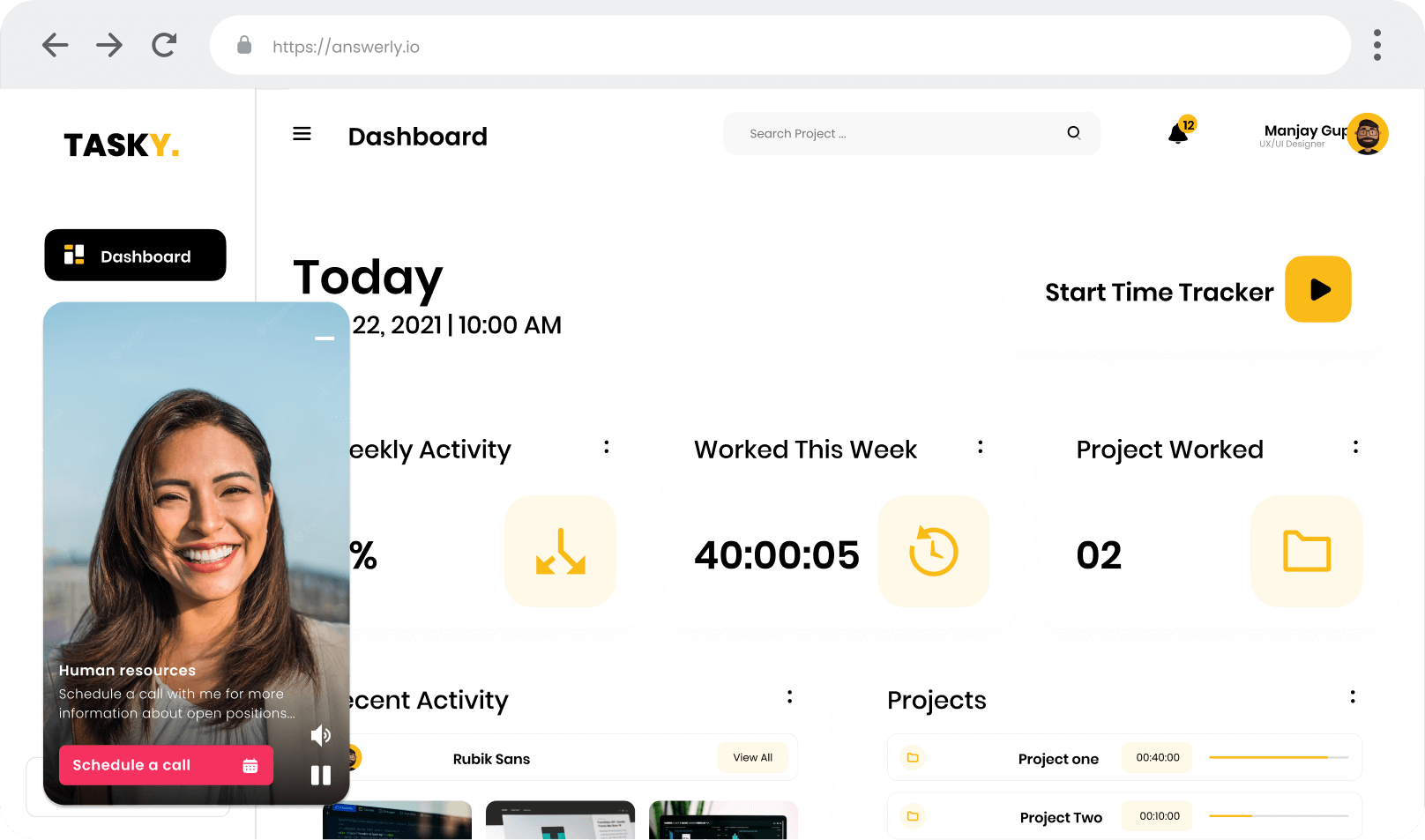 picture of a project management dashboard with facepop
